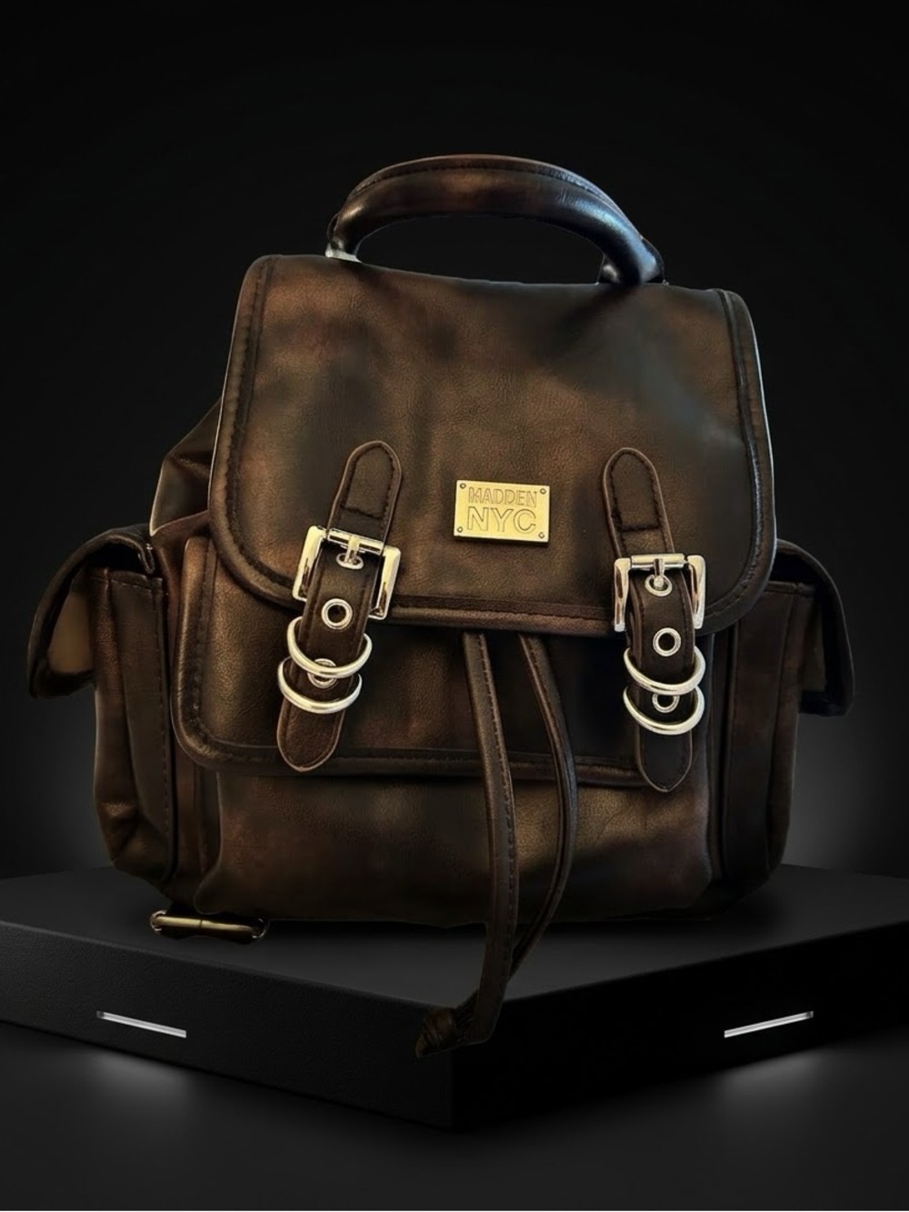 Madden NYC Women’s Dark Brown Leather Backpack